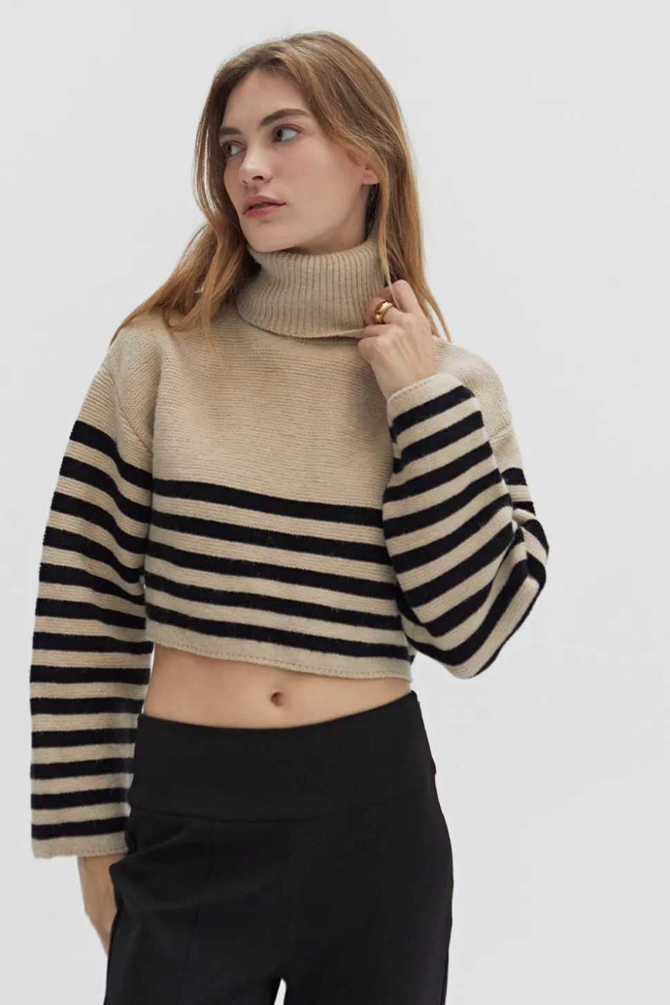 Avery Turtleneck Striped Sweater Top
