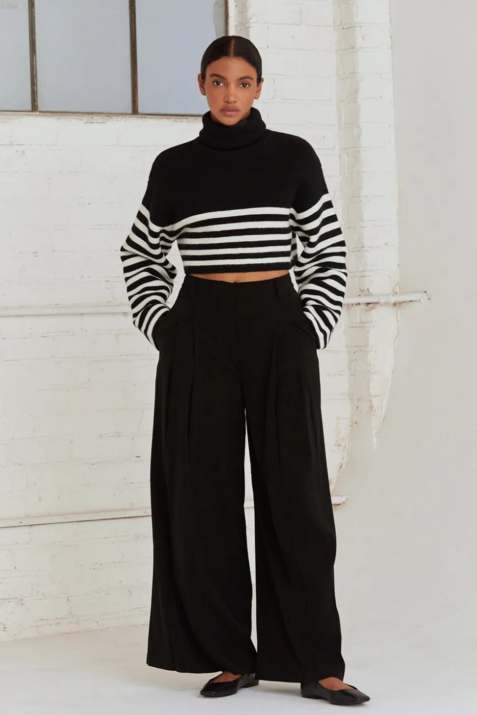 Avery Turtleneck Striped Sweater Top