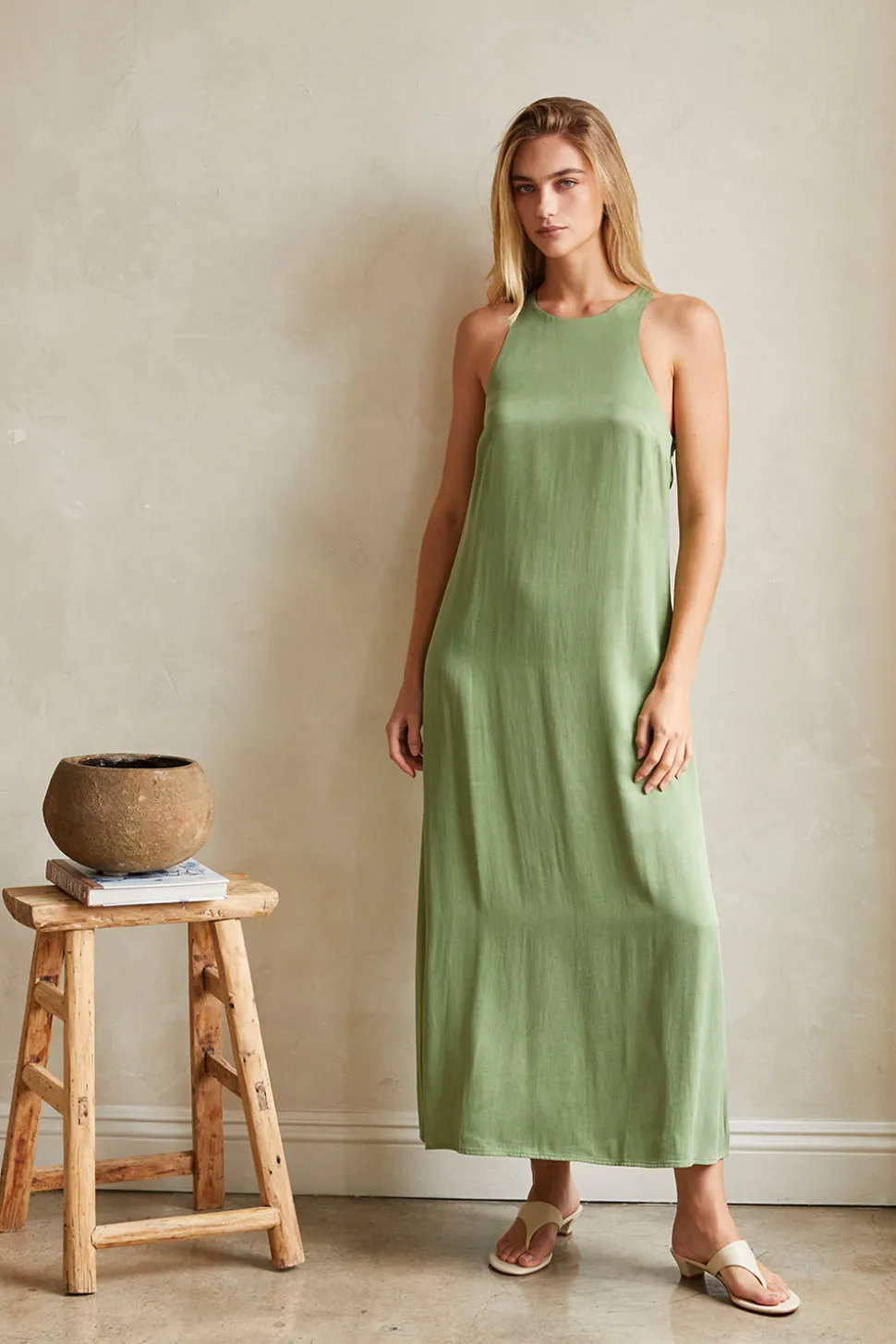 Bona Back Twist Cupro Slip Dress