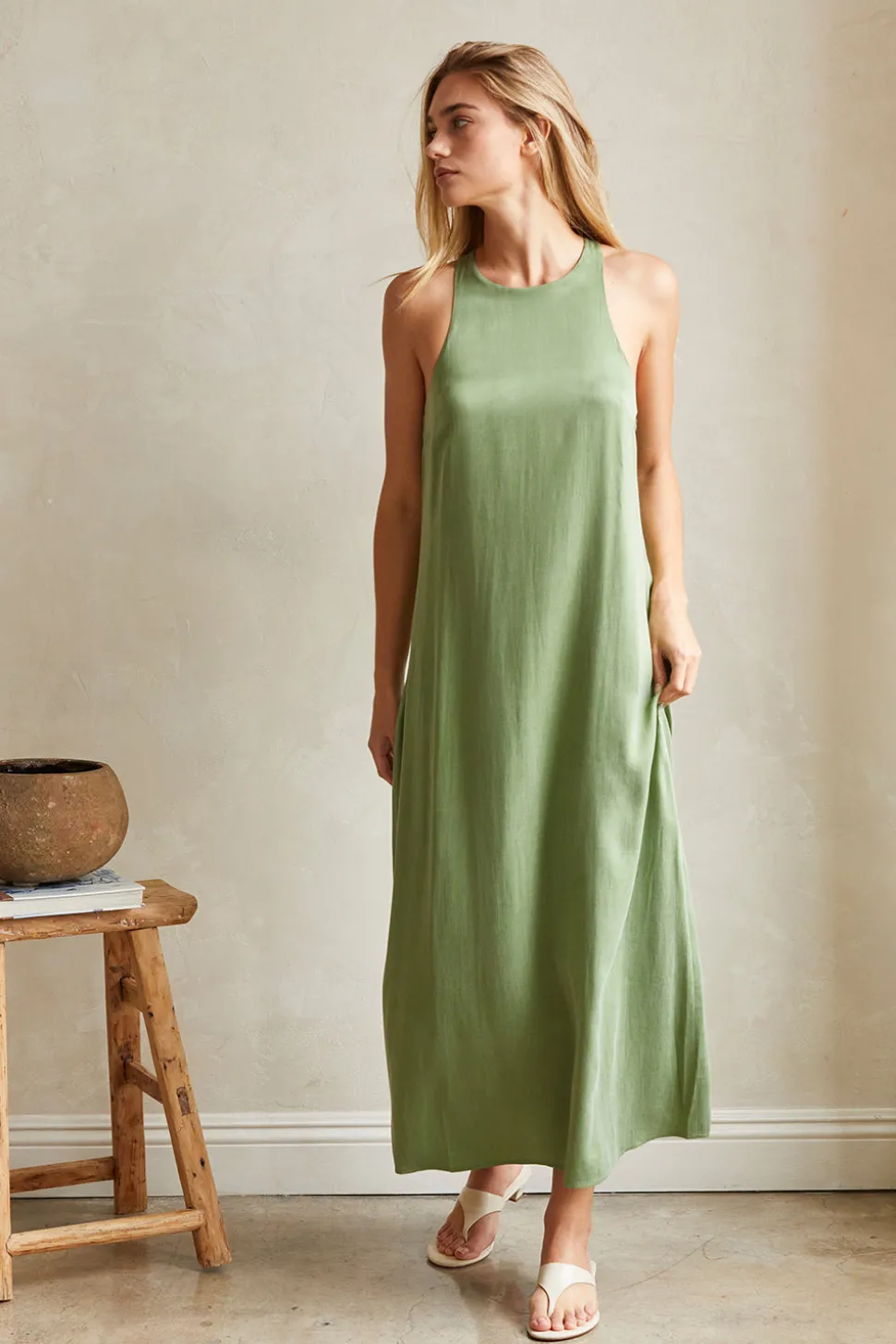 Bona Back Twist Cupro Slip Dress