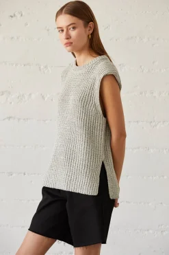 Bora Knit Top - Beige & Cool Grey