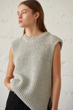 Bora Knit Top - Beige & Cool Grey