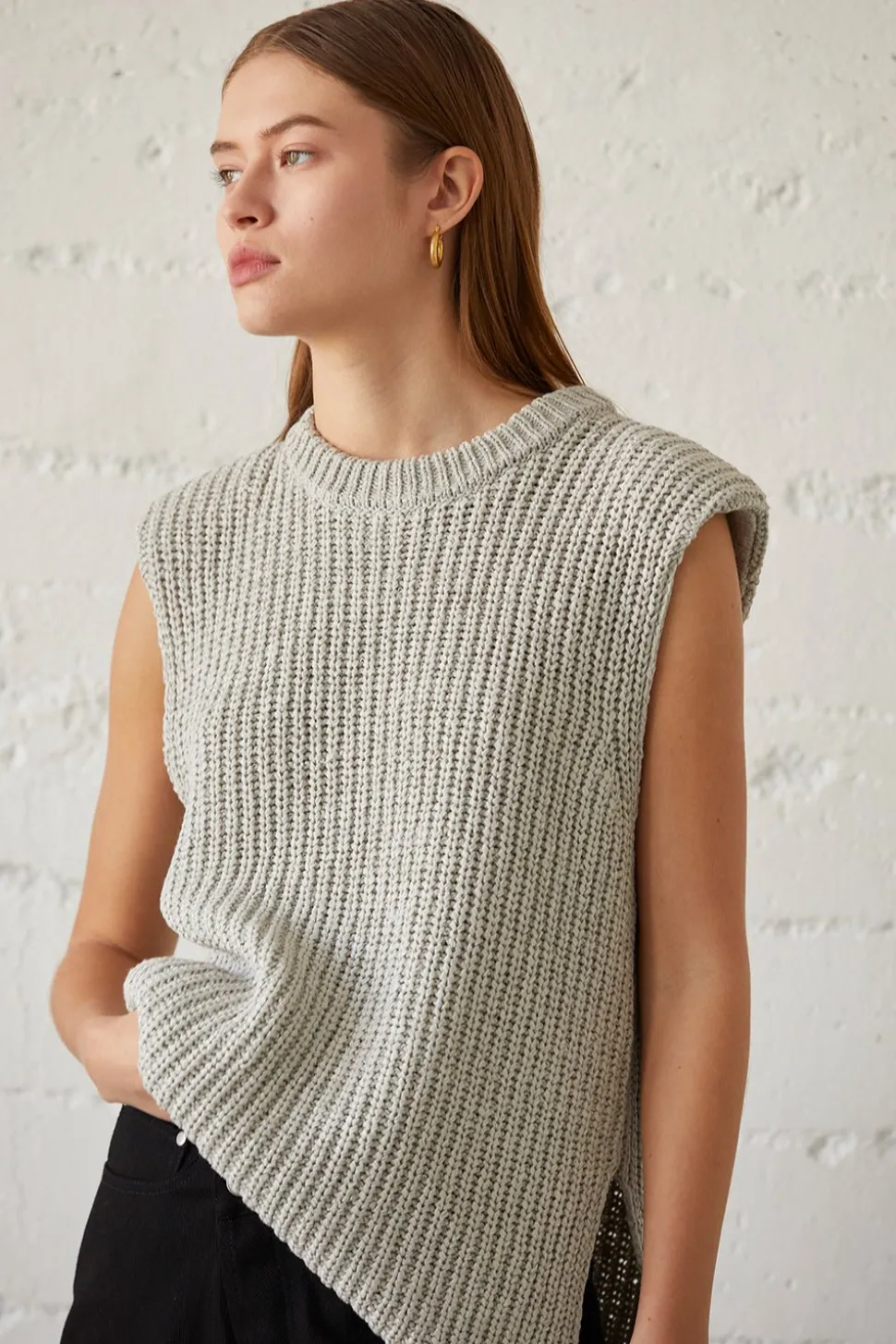 Bora Knit Top - Beige & Cool Grey