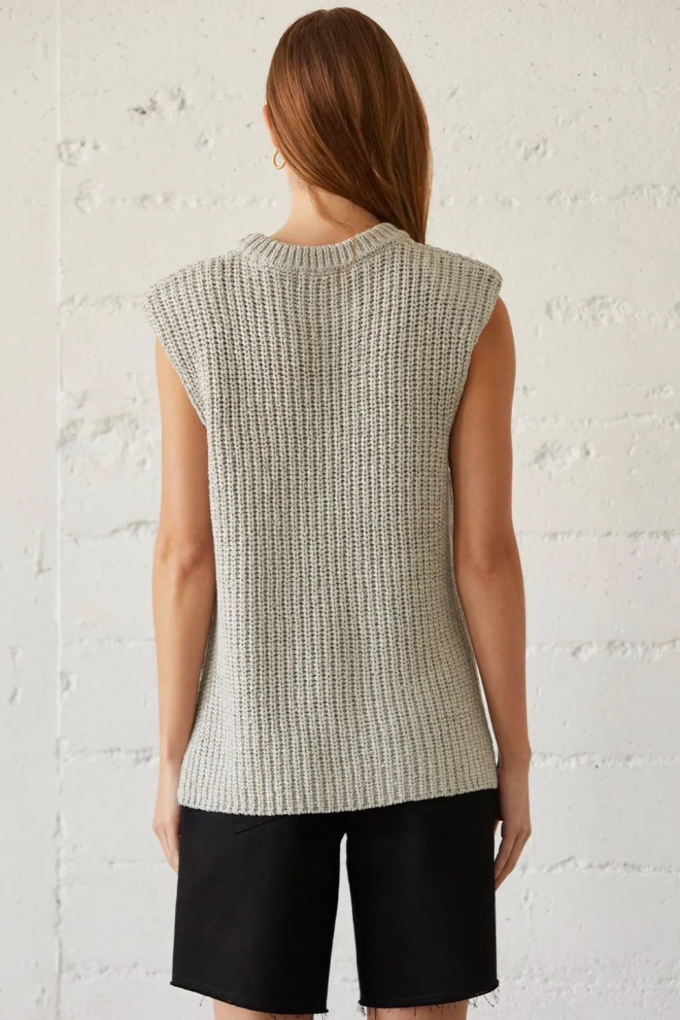 Bora Knit Top - Beige & Cool Grey