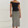 Brianna Brushed Herringbone Midi Skirt
