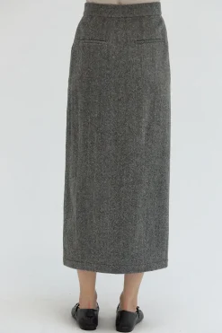 Brianna Brushed Herringbone Midi Skirt