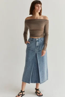 Brielle Denim Midi Skirt