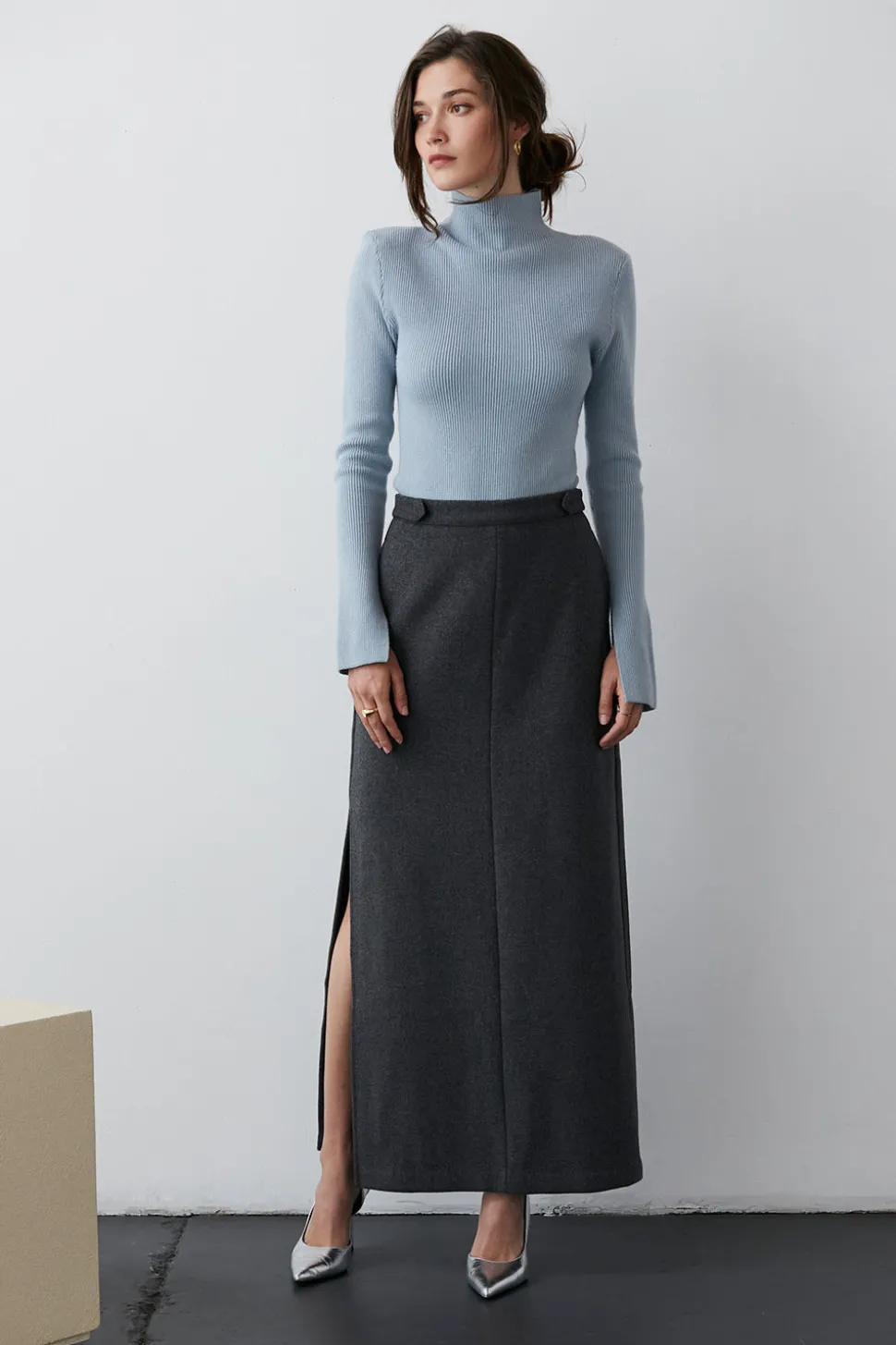 Cecy Wool Blend Maxi Skirt