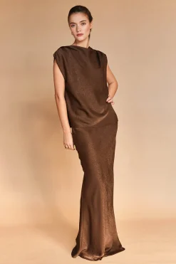 Claire Cowl Neck Crushed Satin Top