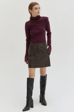 Cleo Distressed Vegan Leather Mini Skirt