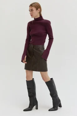 Cleo Distressed Vegan Leather Mini Skirt