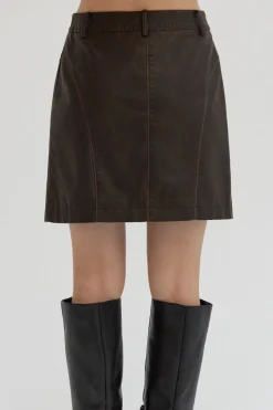 Cleo Distressed Vegan Leather Mini Skirt