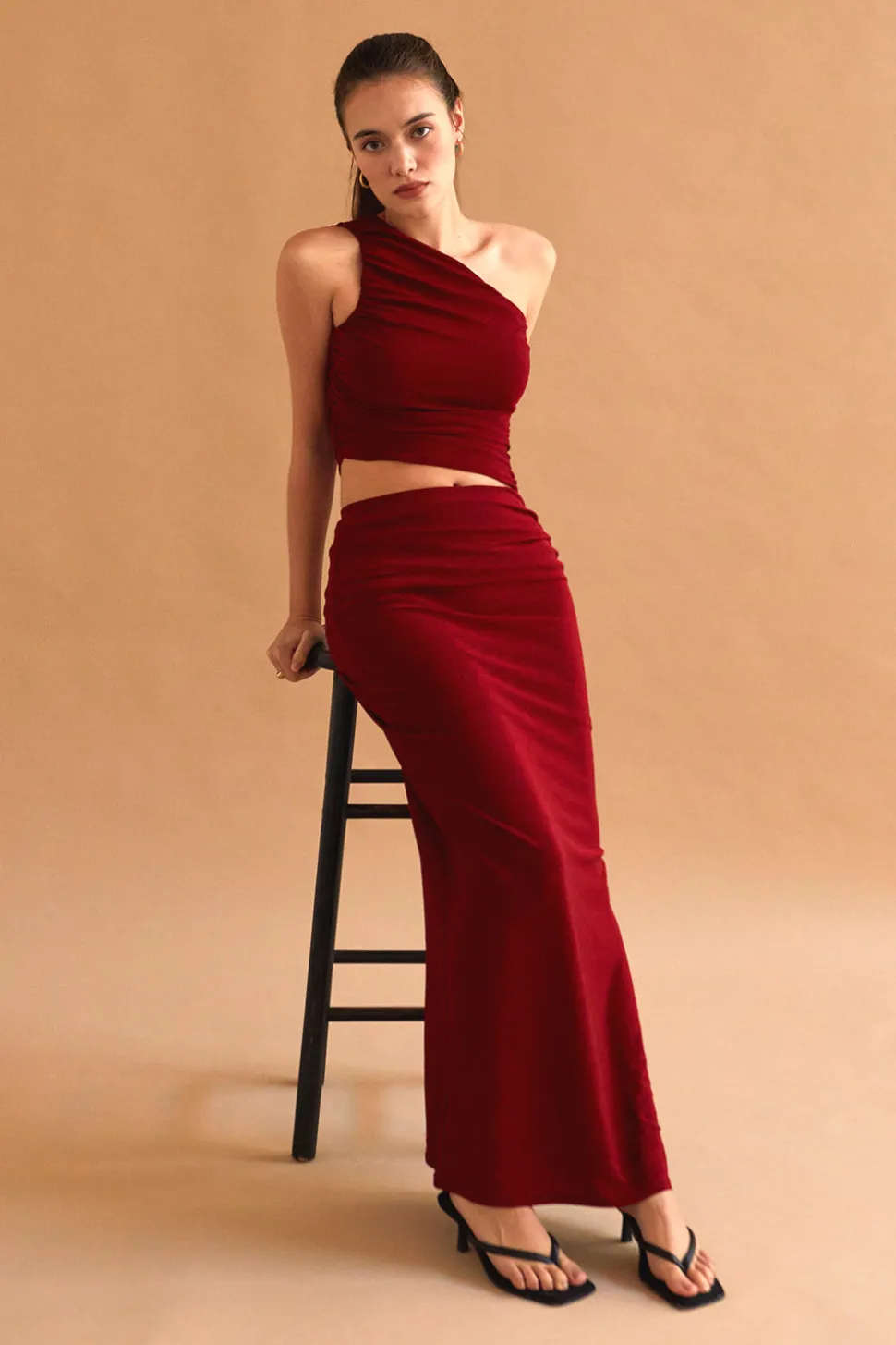 Cristi One Shoulder Knit Top & Skirt Set