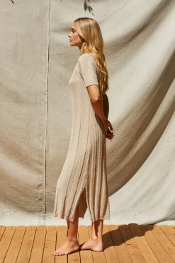 Edie Ribbed Sweater Knit Polo Dress