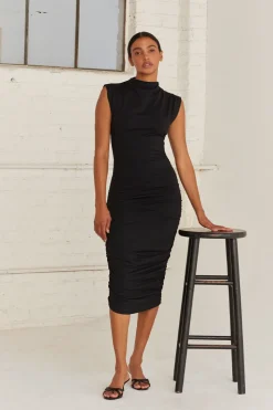 Elize Mock Neck Knit Midi Dress