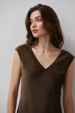 Estelle Knit Plisse Midi Dress