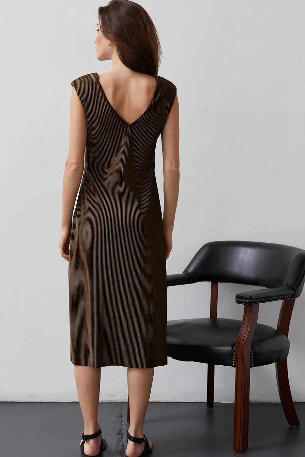 Estelle Knit Plisse Midi Dress