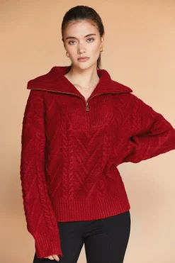 Finley Front Zip Chunky Cable Knit Sweater