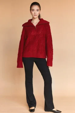 Finley Front Zip Chunky Cable Knit Sweater