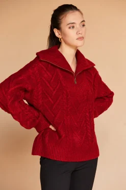 Finley Front Zip Chunky Cable Knit Sweater