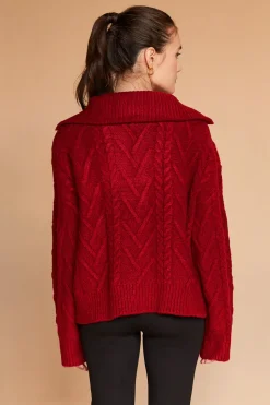 Finley Front Zip Chunky Cable Knit Sweater