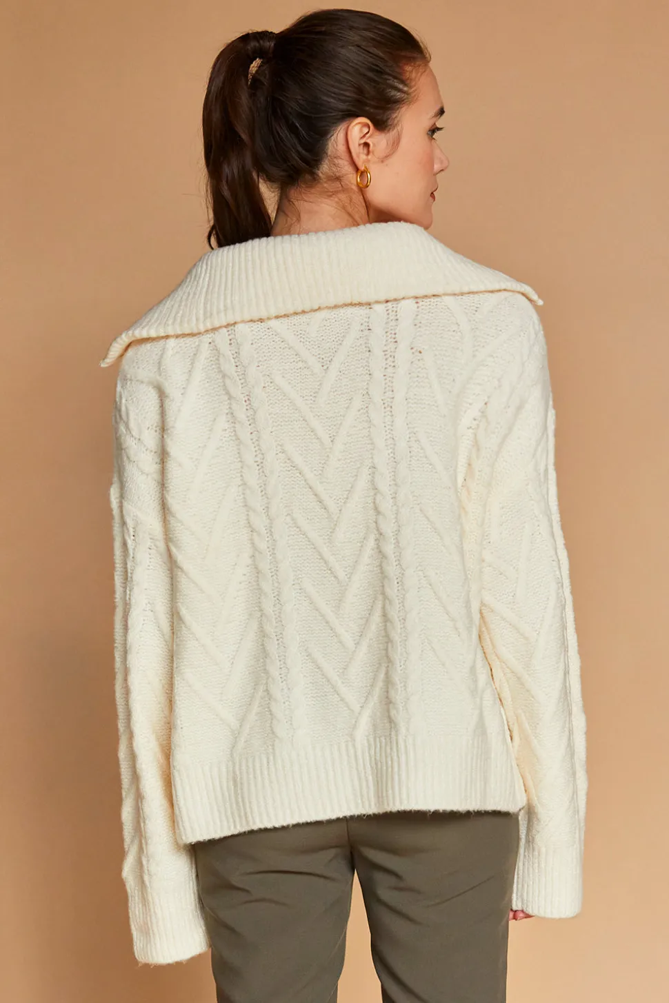 Finley Front Zip Chunky Cable Knit Sweater