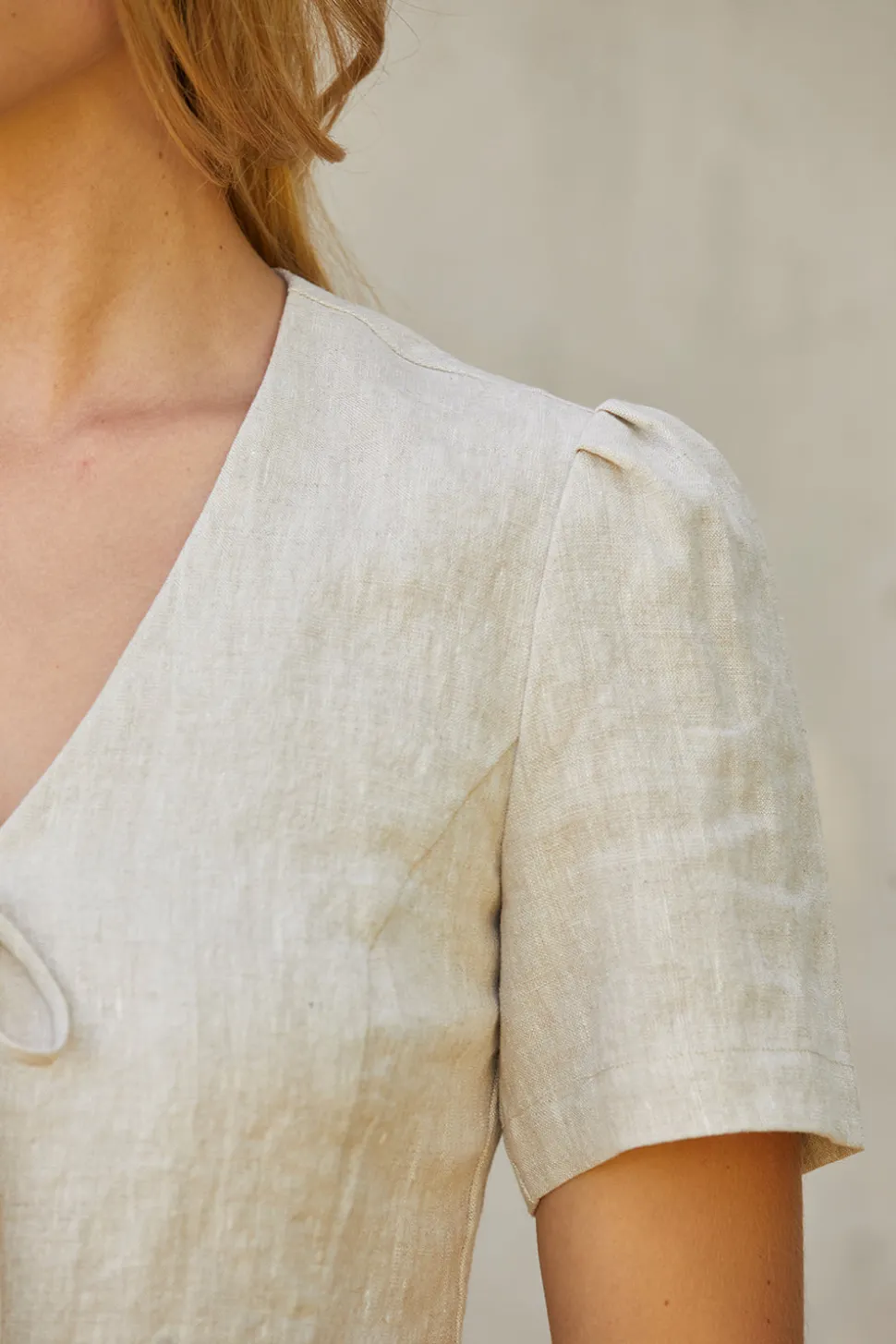 Gordina Tie Front Linen Top