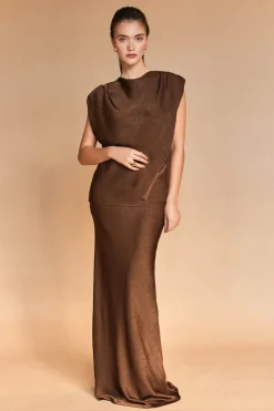 Iris Crushed Satin Maxi Skirt