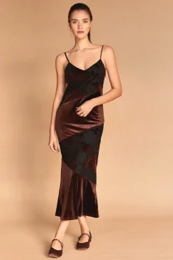 Janice Burnout Velvet Midi Dress