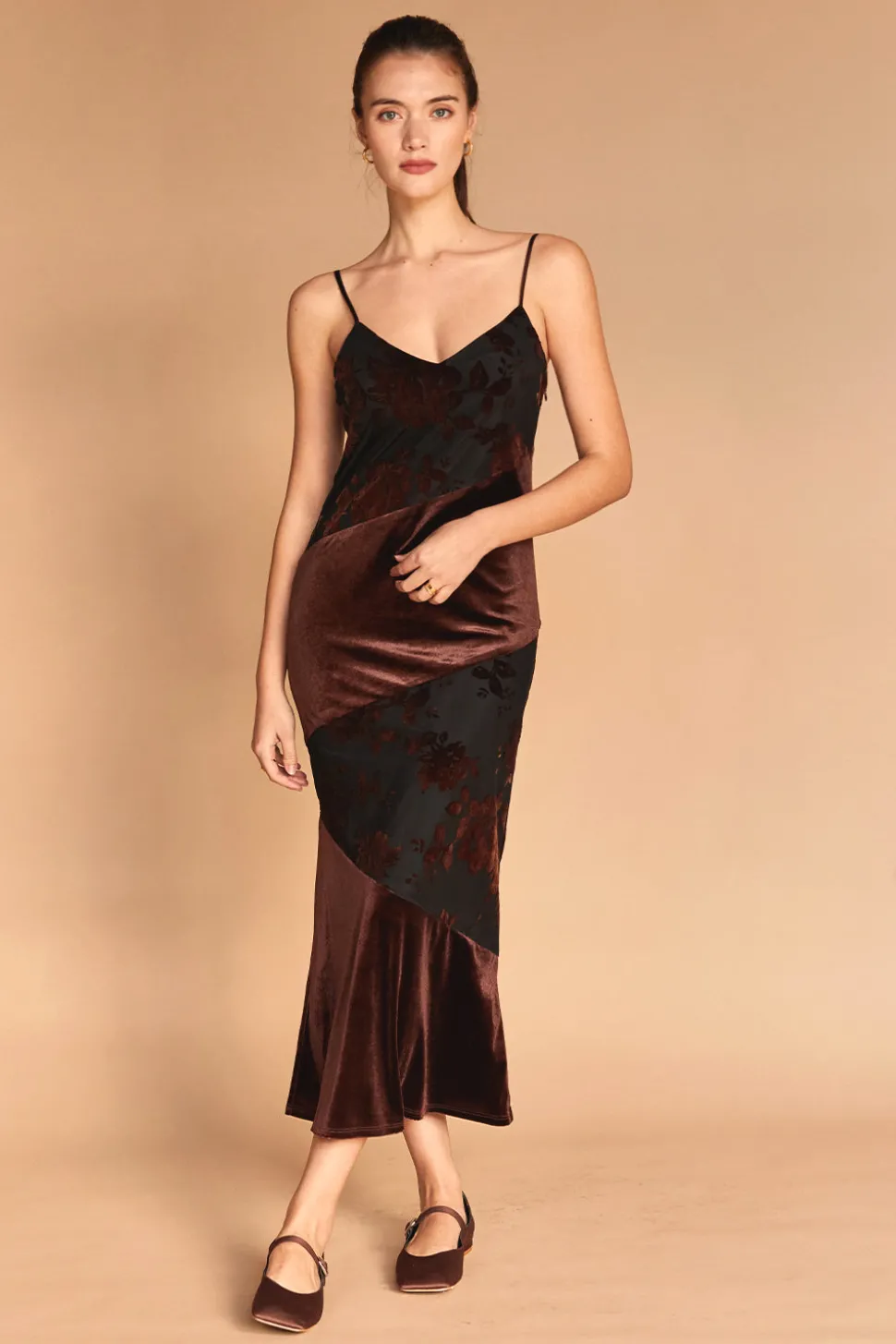 Janice Burnout Velvet Midi Dress