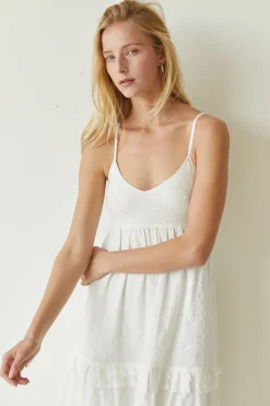 Leah Mixed-Media Midi Dress