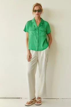 Lesli Satin Short Sleeve Shirt