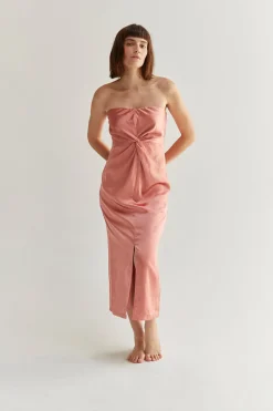Lina Satin Midi Dress