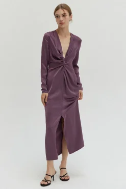 Monique Textured Satin Midi Dress