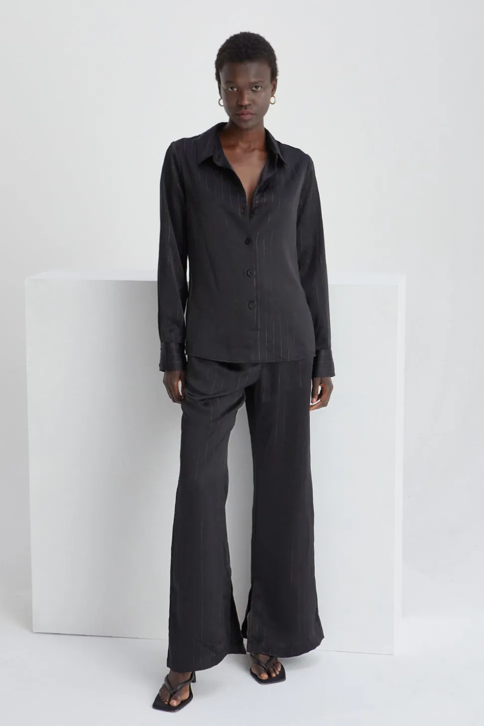 Tamara Satin Pinstripe Pants