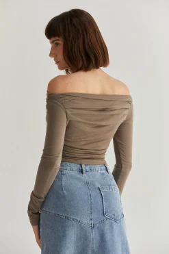 Tania Knit Top - Dark Taupe