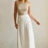 Wionna Faux Wrap Linen Maxi Skirt