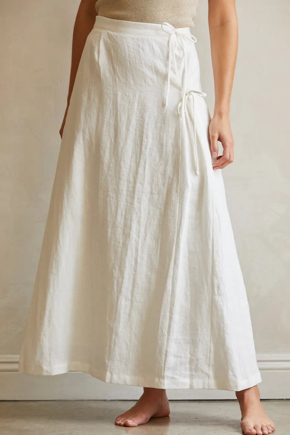 Wionna Faux Wrap Linen Maxi Skirt